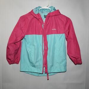 Eddie Bauer Teal/pink double zip Windbreaker Jacket girls size XS(5/6)